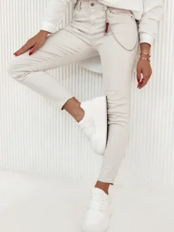 Jeansy Damskie>Dstreet Spodnie damskie jeansowe FABIANA jasnobeżowe UY2130