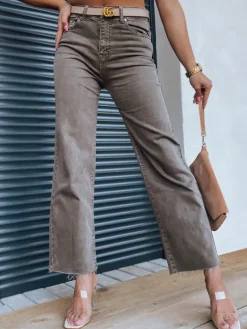 Jeansy Damskie>Dstreet Spodnie damskie jeansowe NARIN kawowe UY1329