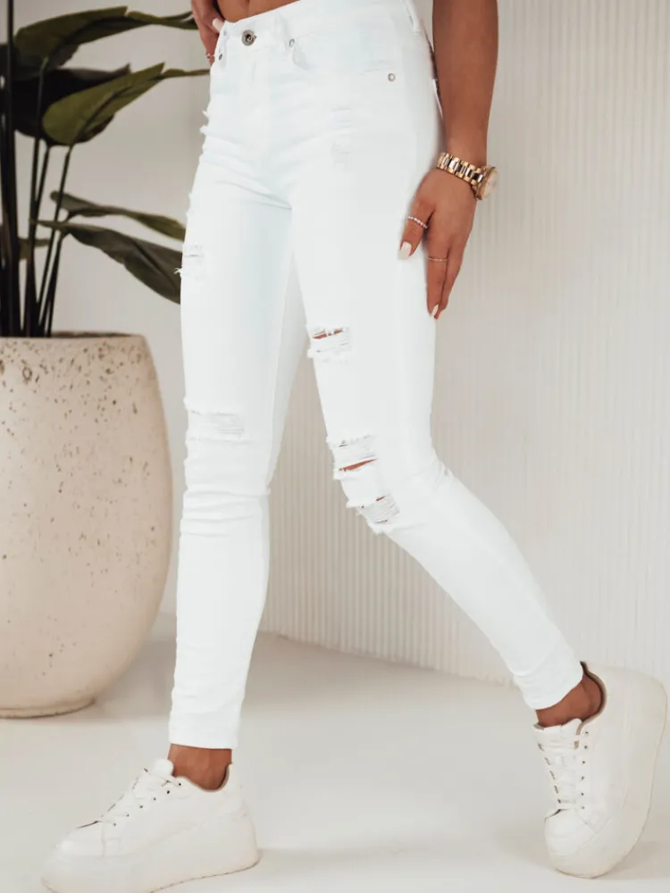 Jeansy Damskie>Dstreet Spodnie damskie jeansowe MOLI białe UY1871