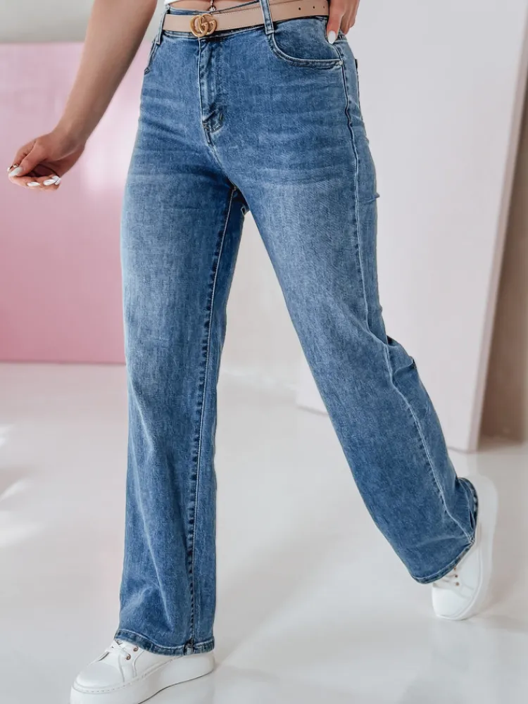 Jeansy Damskie|Spodnie Damskie>Dstreet Spodnie damskie jeansowe straight VELLISATE niebieskie UY2666