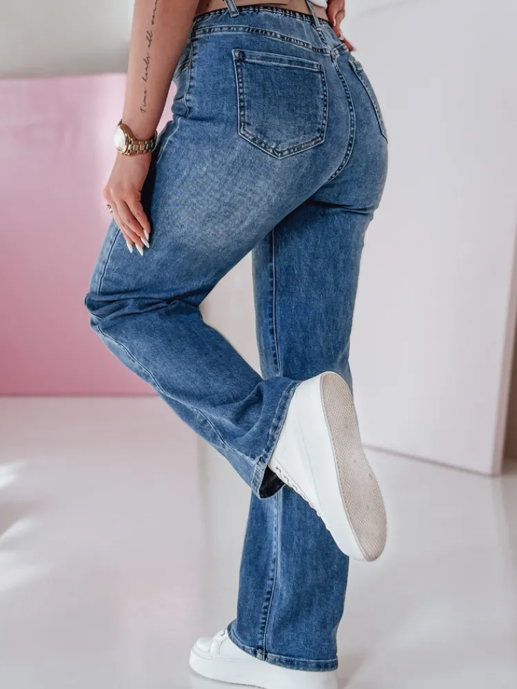 Jeansy Damskie|Spodnie Damskie>Dstreet Spodnie damskie jeansowe straight VELLISATE niebieskie UY2666