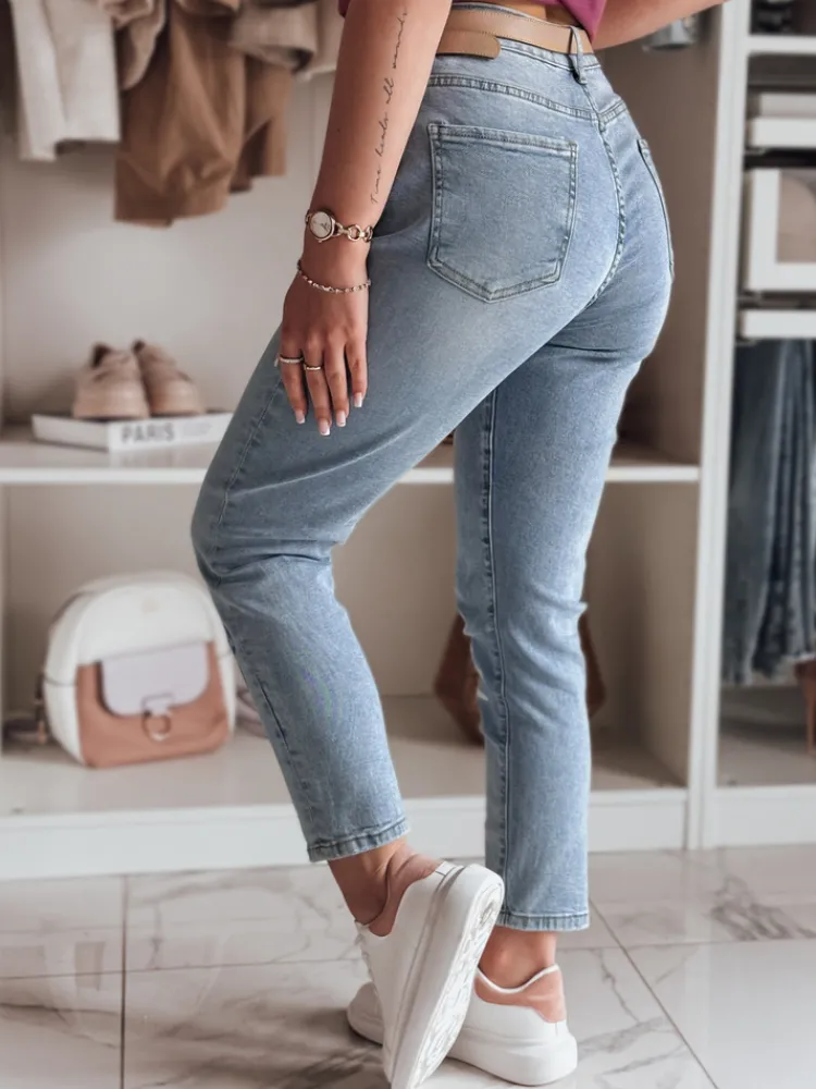 Jeansy Damskie>Dstreet Spodnie damskie jeansowe slim fit w kwiatki ARTJEANS niebieskie UY2446