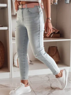 Jeansy Damskie>Dstreet Spodnie damskie jeansowe skinny z paskiem DIEGONO niebieskie UY2424