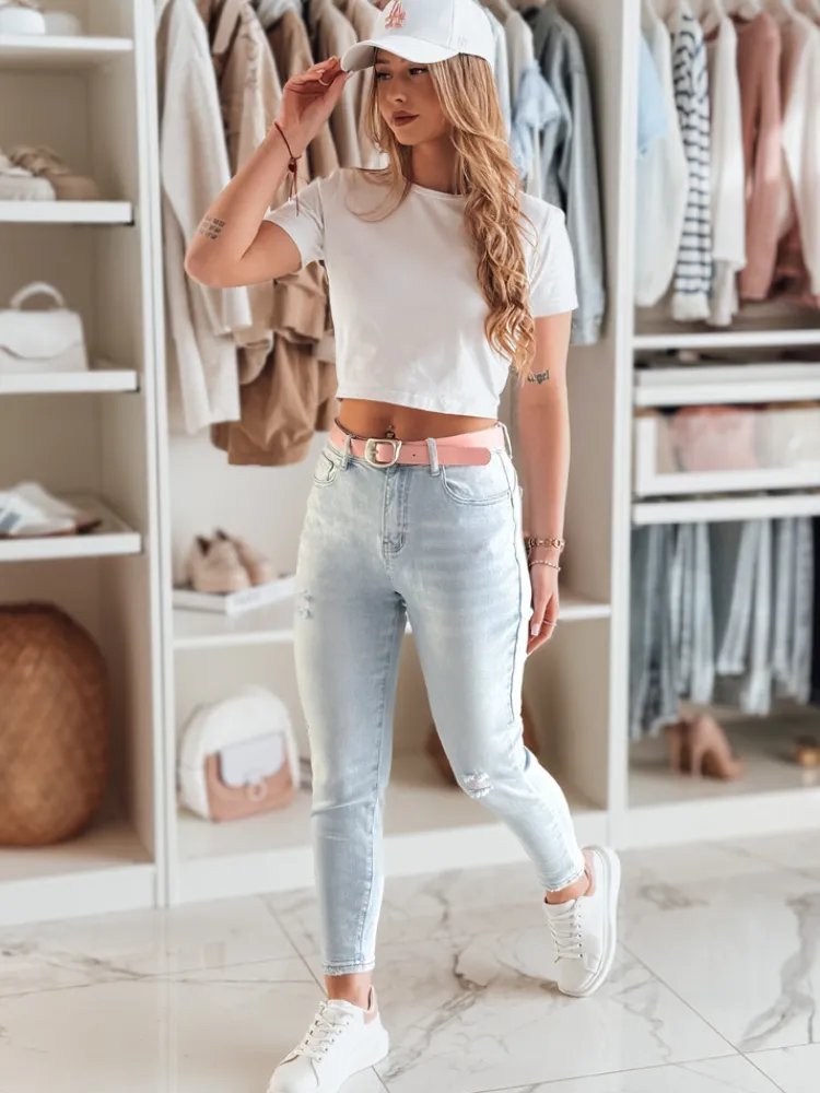 Jeansy Damskie>Dstreet Spodnie damskie jeansowe skinny z paskiem DIEGONO niebieskie UY2424