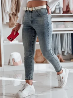 Jeansy Damskie>Dstreet Spodnie damskie jeansowe regular fit LOVANCIO niebieskie UY2456