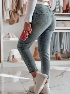 Jeansy Damskie>Dstreet Spodnie damskie jeansowe regular fit LOVANCIO niebieskie UY2456