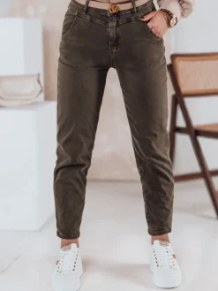 Jeansy Damskie>Dstreet Spodnie damskie jeansowe STREETSTYLE jasnobrązowe UY2353