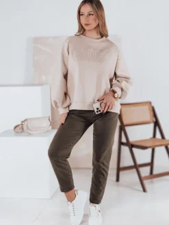 Jeansy Damskie>Dstreet Spodnie damskie jeansowe STREETSTYLE jasnobrązowe UY2353