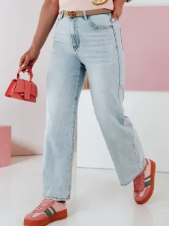 Jeansy Damskie>Dstreet Spodnie damskie jeansowe wide leg FLOWLESS niebieskie UY2682