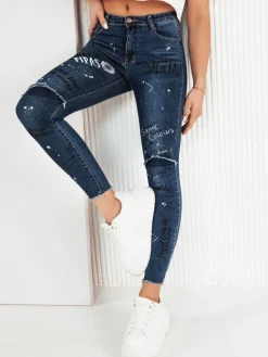 Jeansy Damskie>Dstreet Spodnie damskie jeansowe ROGUE niebieskie UY1960