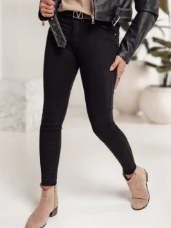 Jeansy Damskie>Dstreet Spodnie damskie jeansowe CLARET czarne UY2249