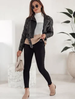 Jeansy Damskie>Dstreet Spodnie damskie jeansowe CLARET czarne UY2249