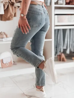 Jeansy Damskie>Dstreet Spodnie damskie jeansowe regular fit DESTINA niebieskie UY2447