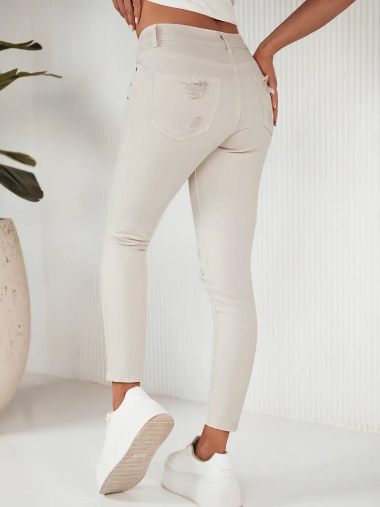 Jeansy Damskie>Dstreet Spodnie damskie jeansowe MOLI jasnobeżowe UY1875