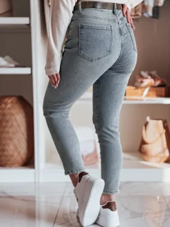 Jeansy Damskie>Dstreet Spodnie damskie jeansowe slim fit z paskiem MIXFELL niebieskie UY2418