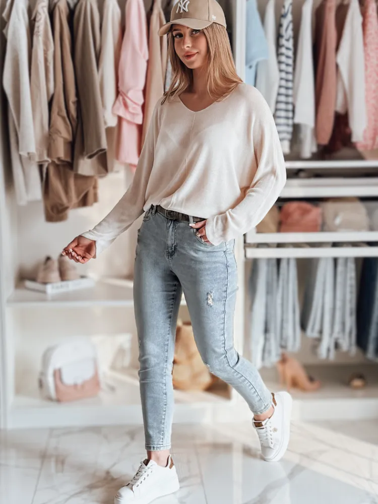 Jeansy Damskie>Dstreet Spodnie damskie jeansowe slim fit z paskiem MIXFELL niebieskie UY2418