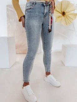 Jeansy Damskie>Dstreet Spodnie damskie jeansowe skinny TRENDIFIX z paskiem niebieskie UY2481