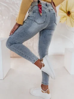 Jeansy Damskie>Dstreet Spodnie damskie jeansowe skinny TRENDIFIX z paskiem niebieskie UY2481
