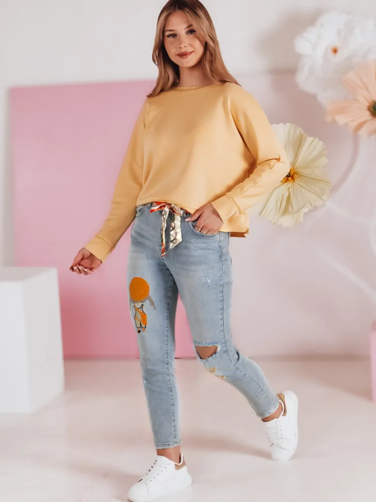 Jeansy Damskie>Dstreet Spodnie damskie jeansowe slim fit z paskiem GIRLHOOD niebieskie UY2484