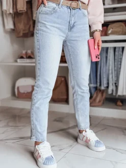 Jeansy Damskie>Dstreet Spodnie damskie jeansowe slim fit z paskiem NEOPASS niebieskie UY2680