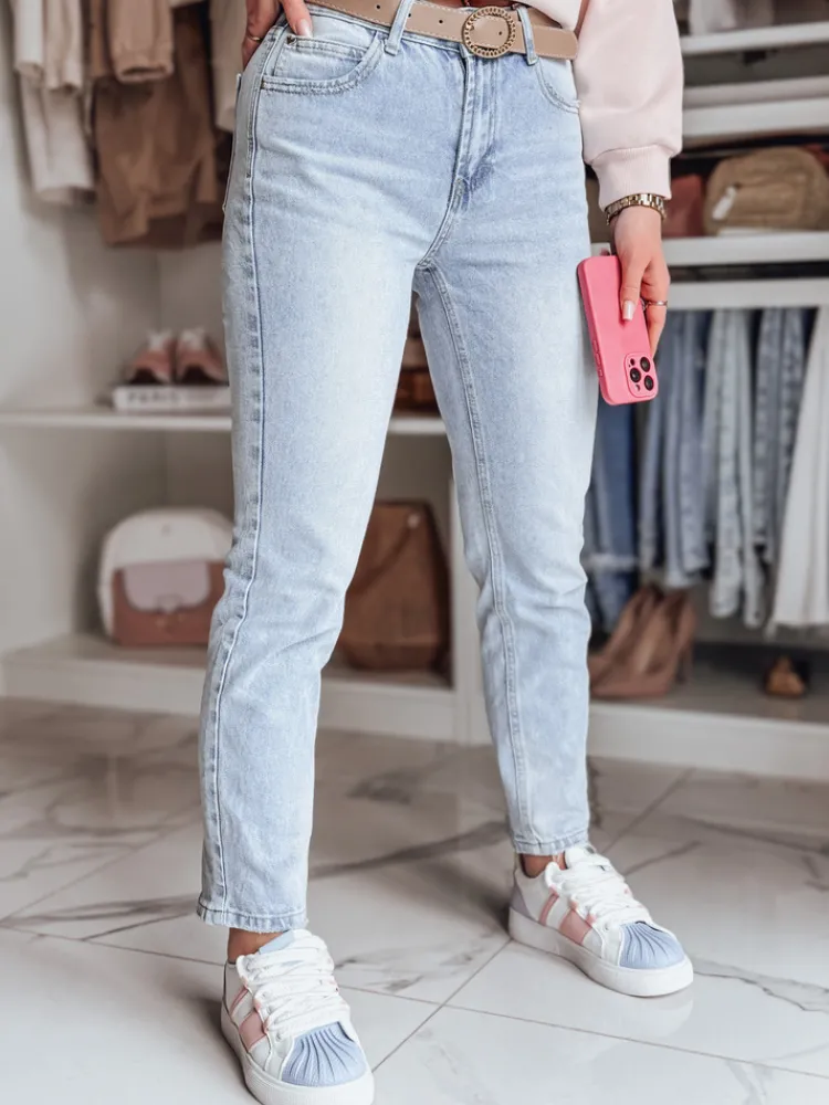 Jeansy Damskie>Dstreet Spodnie damskie jeansowe slim fit z paskiem NEOPASS niebieskie UY2680