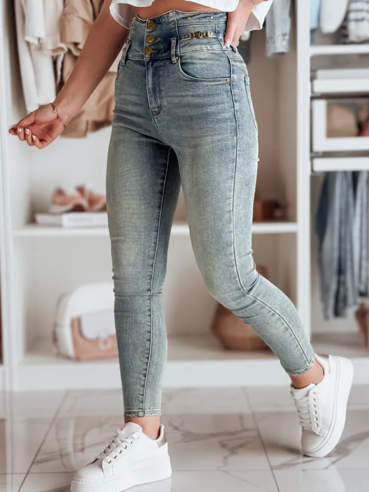 Jeansy Damskie>Dstreet Spodnie damskie jeansowe skinny STOLINE niebieskie UY2479