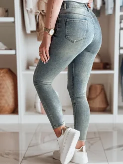 Jeansy Damskie>Dstreet Spodnie damskie jeansowe skinny STOLINE niebieskie UY2479