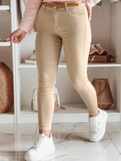 Jeansy Damskie>Dstreet Spodnie damskie jeansowe CLARET z paskiem w zestawie jasnobrązowe UY2455