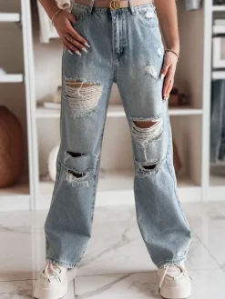 Spodnie Damskie|Jeansy Damskie>Dstreet Spodnie damskie jeansowe baggy z dziurami NOWISTA niebieskie UY2426