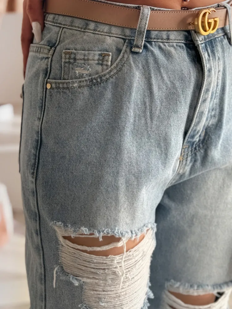 Spodnie Damskie|Jeansy Damskie>Dstreet Spodnie damskie jeansowe baggy z dziurami NOWISTA niebieskie UY2426