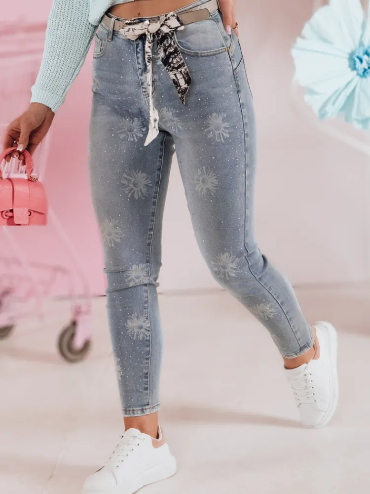 Jeansy Damskie>Dstreet Spodnie damskie jeansowe skinny z paskiem CRYSTALUXniebieskie UY2427