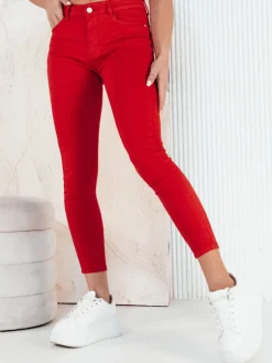 Jeansy Damskie>Dstreet Spodnie damskie jeansowe CLARET czerwone UY1912