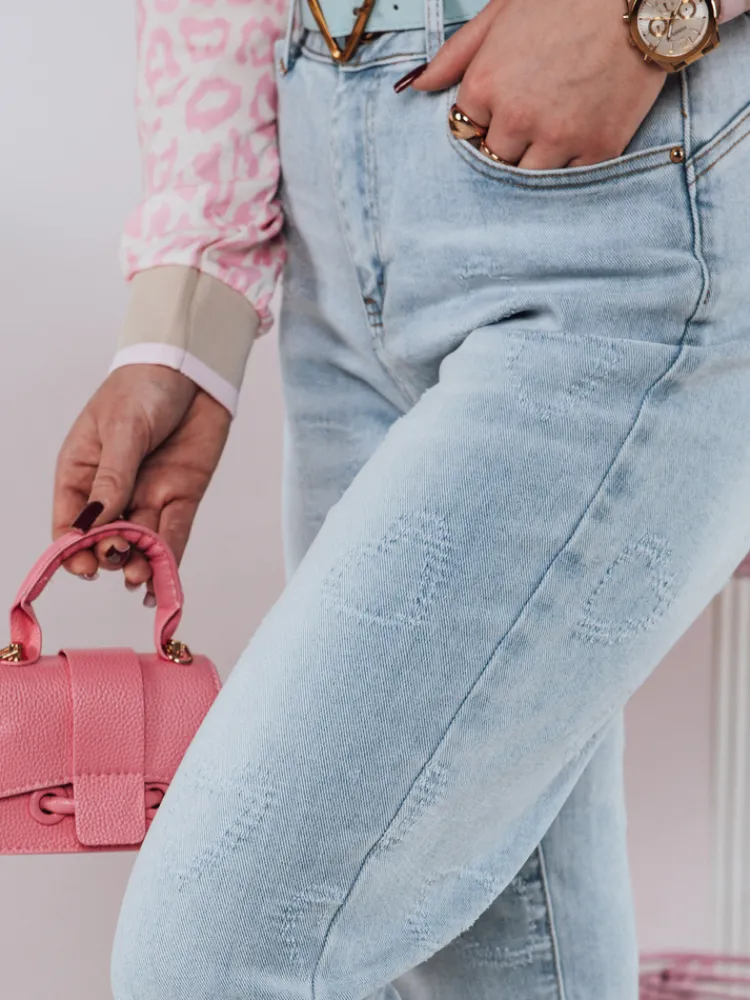 Jeansy Damskie>Dstreet Spodnie damskie jeansowe mom fit z paskiem LOVENOVA UY2360