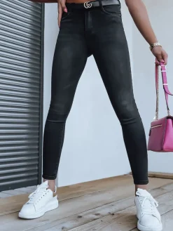 Jeansy Damskie>Dstreet Spodnie damskie jeansowe ADEL czarne UY1265