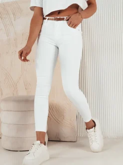 Jeansy Damskie>Dstreet Spodnie damskie jeansowe CLARET białe UY1928