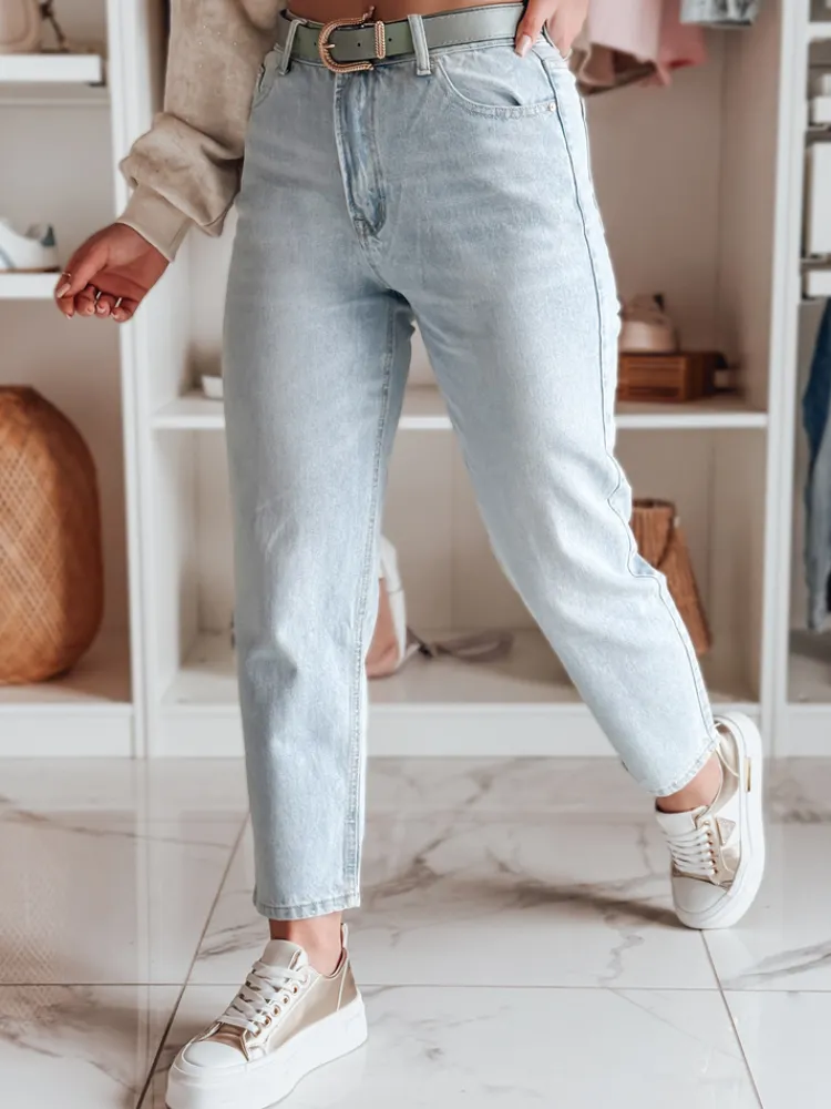 Jeansy Damskie>Dstreet Spodnie damskie jeansowe mom fit z paskiem JEANMOM j.niebieskie UY2684