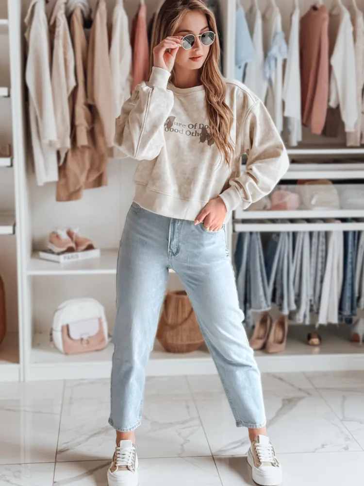 Jeansy Damskie>Dstreet Spodnie damskie jeansowe mom fit z paskiem JEANMOM j.niebieskie UY2684