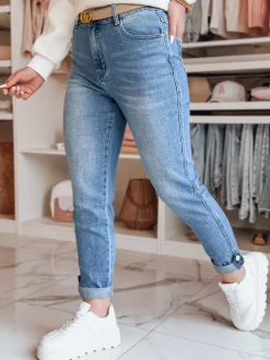 Jeansy Damskie>Dstreet Spodnie damskie jeansowe slim fit SKINMONDO niebieskie UY2673