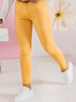 Jeansy Damskie>Dstreet Spodnie damskie jeansowe CLARET z paskiem w zestawie żółte UY2454