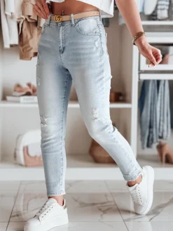 Jeansy Damskie>Dstreet Spodnie damskie jeansowe mom fit DEMILOVE niebieskie UY2502
