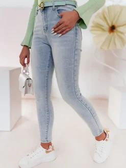 Jeansy Damskie>Dstreet Spodnie damskie jeansowe skinny w serca JENIVIA niebieskie UY2482