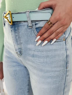 Jeansy Damskie>Dstreet Spodnie damskie jeansowe skinny w serca JENIVIA niebieskie UY2482