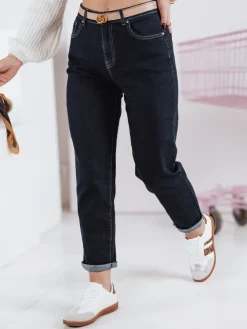 Jeansy Damskie>Dstreet Spodnie damskie jeansowe mom fit STRAIGHTY ciemnogranatowe UY2390