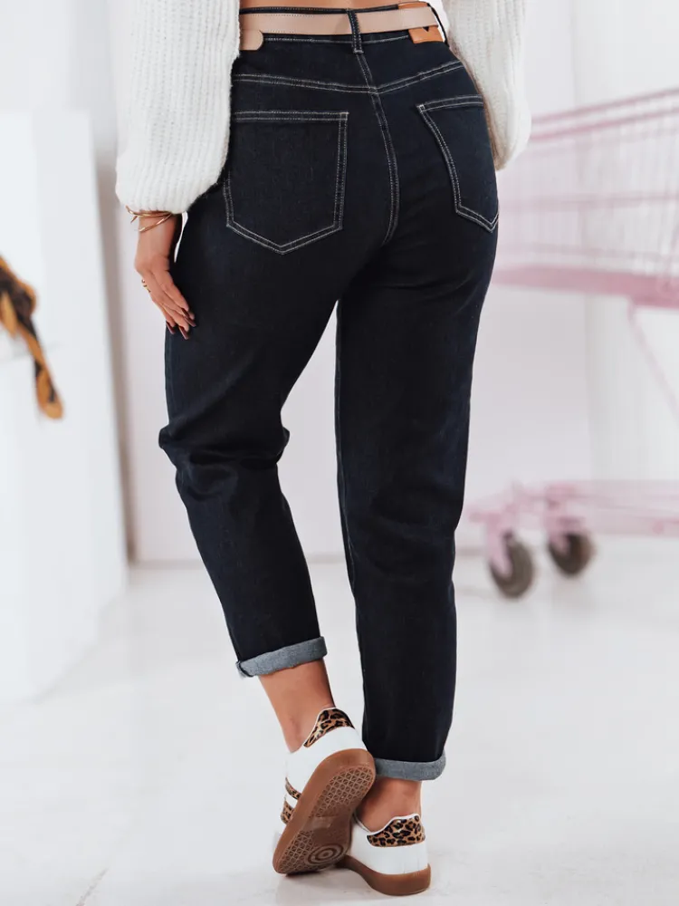 Jeansy Damskie>Dstreet Spodnie damskie jeansowe mom fit STRAIGHTY ciemnogranatowe UY2390