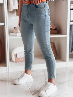 Jeansy Damskie>Dstreet Spodnie damskie jeansowe slim fit CURVITA niebieskie UY2471