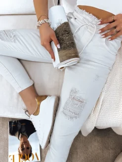 Jeansy Damskie|Spodnie Damskie>Dstreet Spodnie damskie jeansowe MAYO jasnobeżowe UY1378