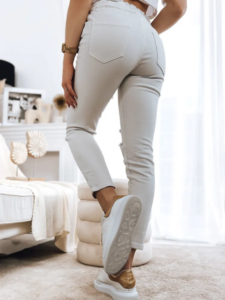 Jeansy Damskie|Spodnie Damskie>Dstreet Spodnie damskie jeansowe MAYO jasnobeżowe UY1378