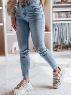Jeansy Damskie>Dstreet Spodnie damskie jeansowe skinny SKINNIZA niebieskie UY2357