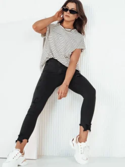 Jeansy Damskie>Dstreet Spodnie damskie jeansowe FAROL czarne UY1906