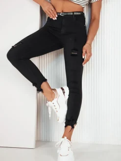 Jeansy Damskie>Dstreet Spodnie damskie jeansowe FAROL czarne UY1906